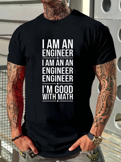 Men's Graphic T-Shirt I Am An Engineer Im Good With Math Statement Typography T Shirt