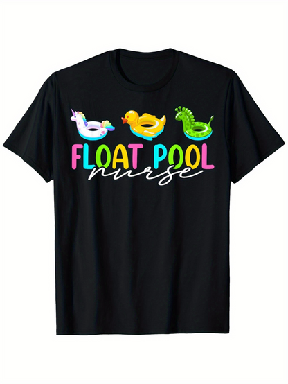 Men's Graphic T-Shirt Float Pool Nurse Inflatable Toys With Playful Summer Theme Animals