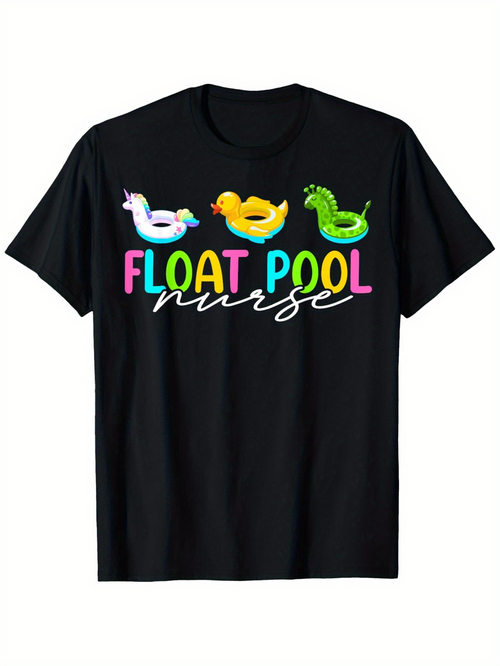 Men's Graphic T-Shirt Float Pool Nurse Inflatable Toys With Playful Summer Theme Animals