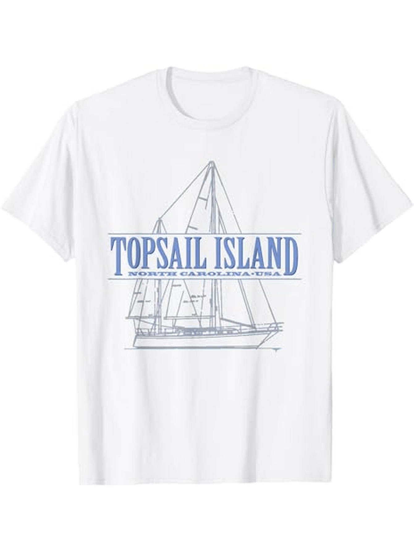 Men's Graphic T-Shirt Topsail Island Historic Sailing Boat Drawing Under Calm Skies