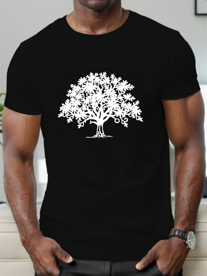 Men's Graphic T-Shirt Intricate Branches Spreading Widely Under Midnight Sky Majestic Tree