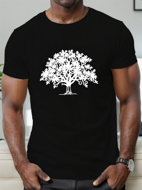 Men's Graphic T-Shirt Intricate Branches Spreading Widely Under Midnight Sky Majestic Tree