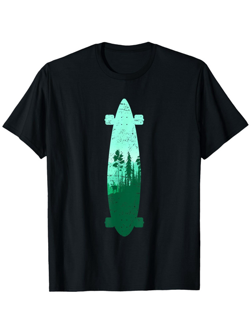Men's Graphic T-Shirt Evergreen Trees Reflected In Tranquil Green Skater Board