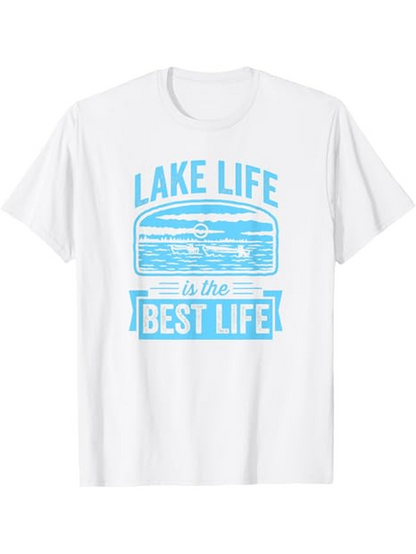 Men's Graphic T-Shirt Lake Life Is The Best Life With Retro Blue Water Graphic Lake