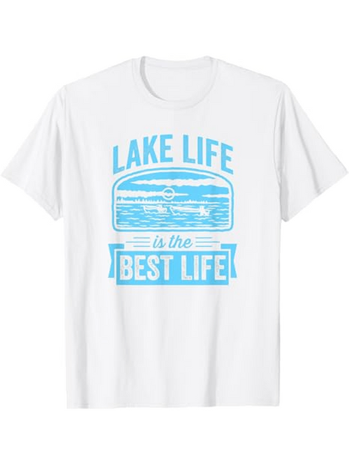 Men's Graphic T-Shirt Lake Life Is The Best Life With Retro Blue Water Graphic Lake
