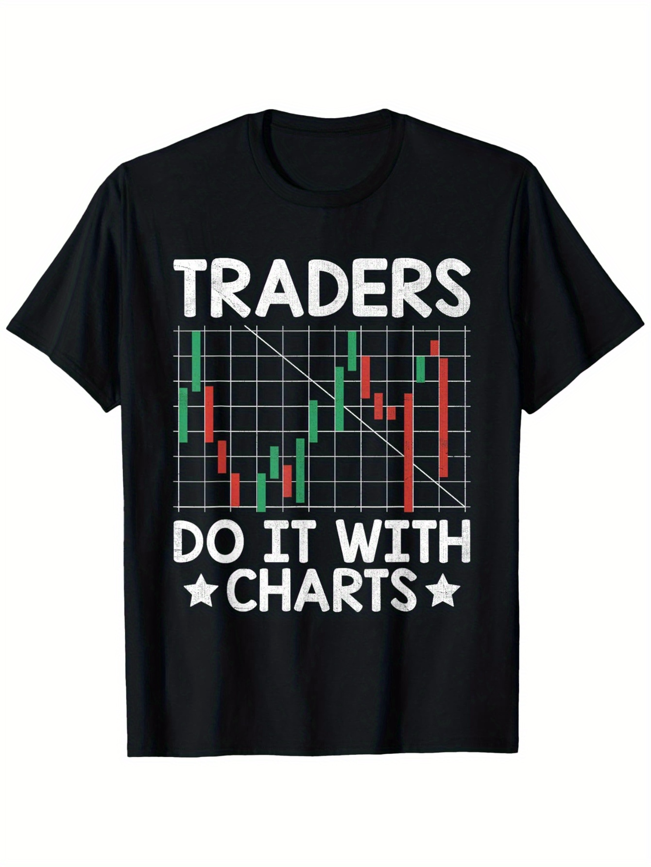 Men's Graphic T-Shirt Traders Do It With Bold Grid And Colorful Stock Charts