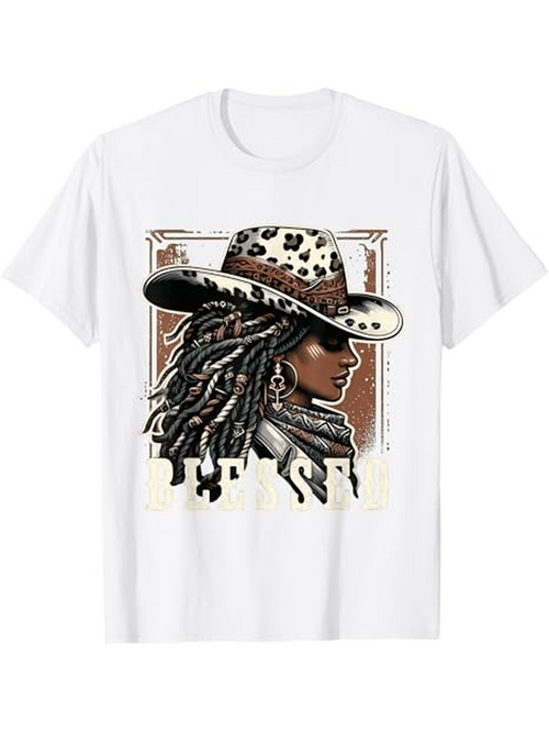Men's Graphic T-Shirt Bohemian Wild Spirit With Leopard Print Hat And Braided Hair Woman