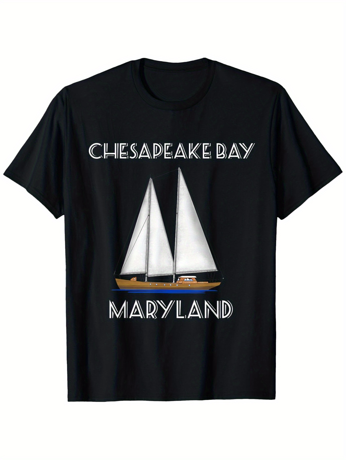Men's Graphic T-Shirt Chesapeake Bay Maryland Classic Sailboat On Calm Water