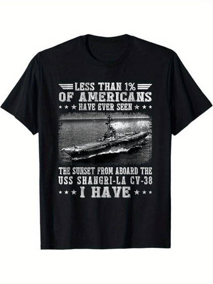 Men's Graphic T-Shirt Less Than One Percent Of Americans Have Ever Seen Aircraft Carrier At Dusk