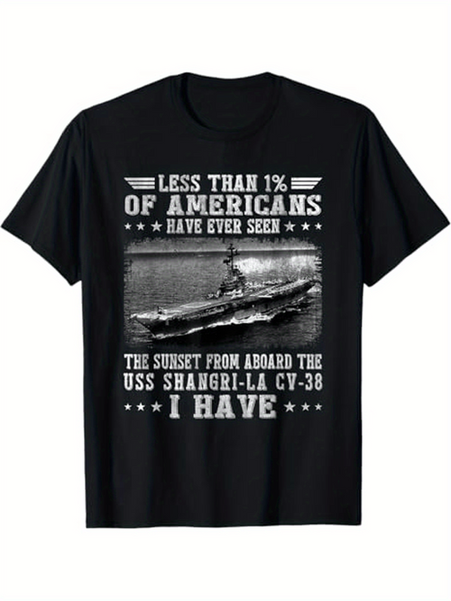 Men's Graphic T-Shirt Less Than One Percent Of Americans Have Ever Seen Aircraft Carrier At Dusk