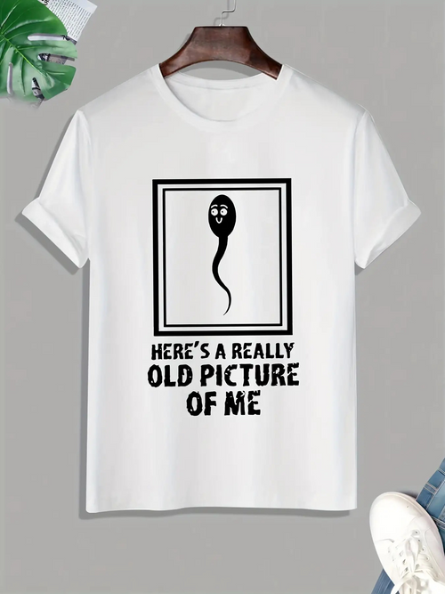 Men's Graphic T-Shirt Heres A Really Old Picture Of Me Simple Graphic Framed Sperm Illustration