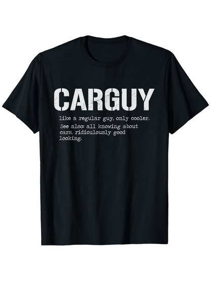 Men's Graphic T-Shirt Carguy Distressed Bold Typography With Funny Statement Black Tee