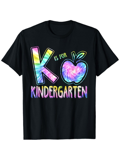 Men's Graphic T-Shirt K Is For Kindergarten Colorful Tie Dye Apple Kindergarten
