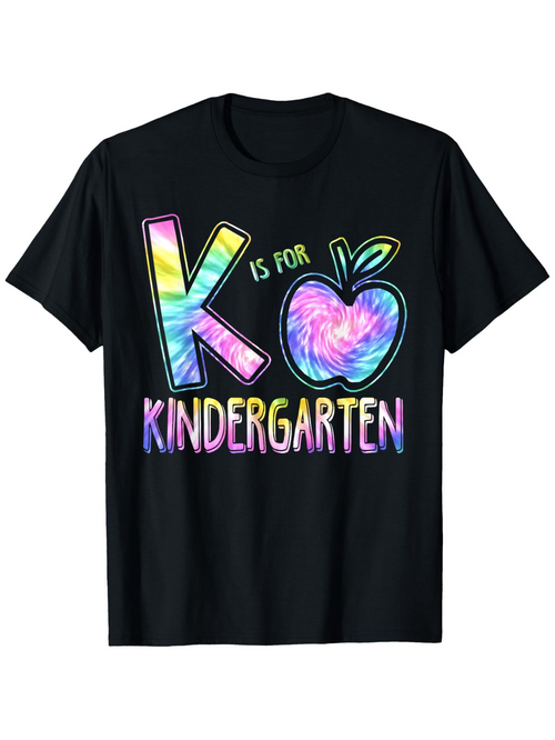 Men's Graphic T-Shirt K Is For Kindergarten Colorful Tie Dye Apple Kindergarten