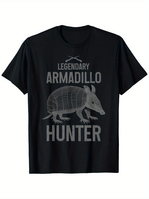 Men's Graphic T-Shirt Legendary Armadillo Hunter Graphic With Vintage Engraved Armadillo Illustration