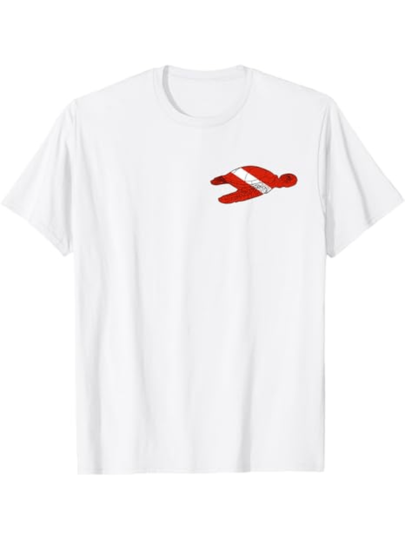 Men's Graphic T-Shirt Red Diagonal Stripe With Diver Silhouette Underwater Person