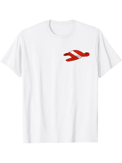 Men's Graphic T-Shirt Red Diagonal Stripe With Diver Silhouette Underwater Person