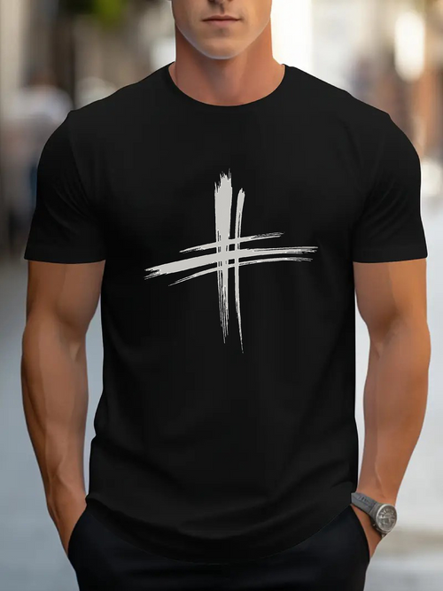 Men's Graphic T-Shirt Minimalist Brush Stroke Pattern On Urban Streetwear T Shirt