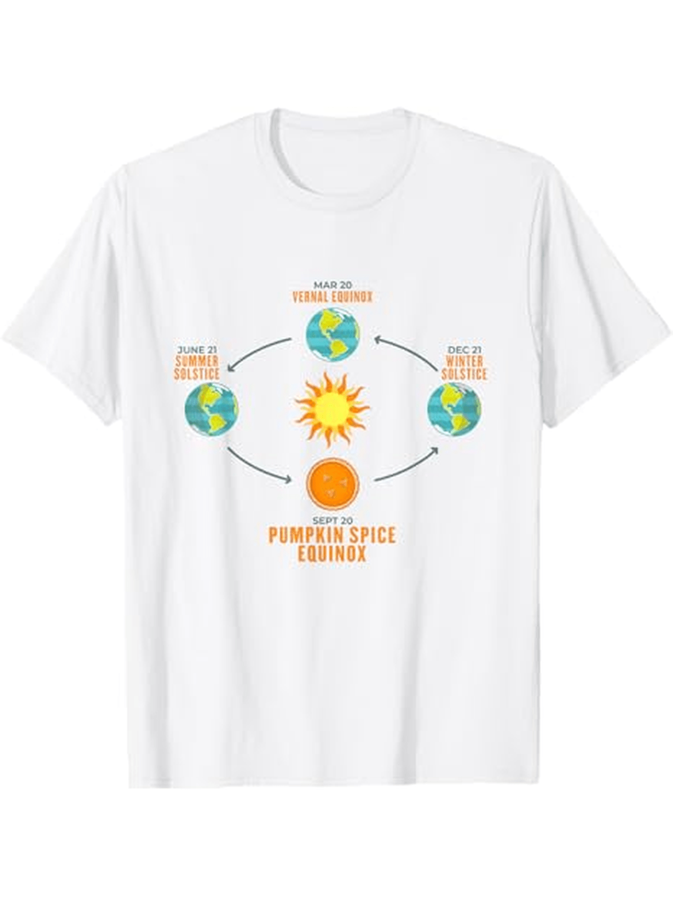 Men's Graphic T-Shirt Autumn Begins Around The Sun With Spinning Earth And Pumpkin