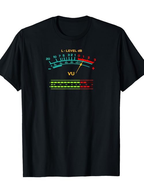 Men's Graphic T-Shirt Colorful Audio Meter With Glowing Neon Gauge Display Vu Meter