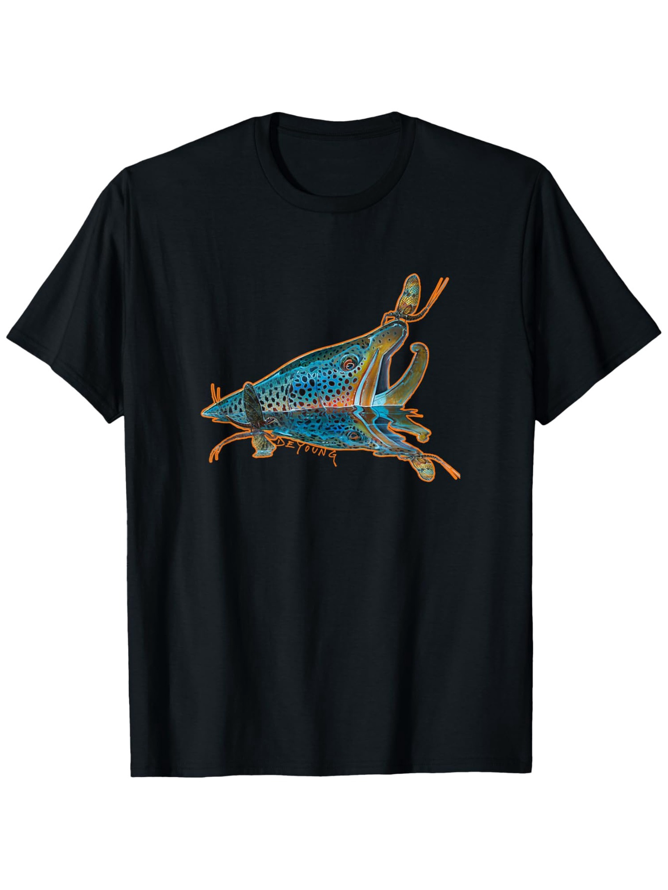 Men's Graphic T-Shirt Vivid Blue Botanical Stems Displayed On Elegant Insect Wings Grasshopper