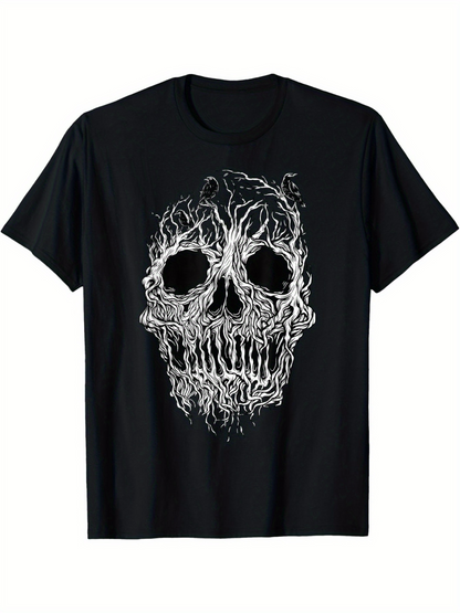 Men's Graphic T-Shirt Twisted Smoky Lines Forming A Detailed Mysterious Skull Design