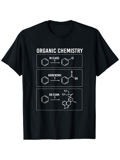 Men's Graphic T-Shirt Organic Chemistry Molecule Drawings With Scientific Flowchart And Classroom Symbols Shirt
