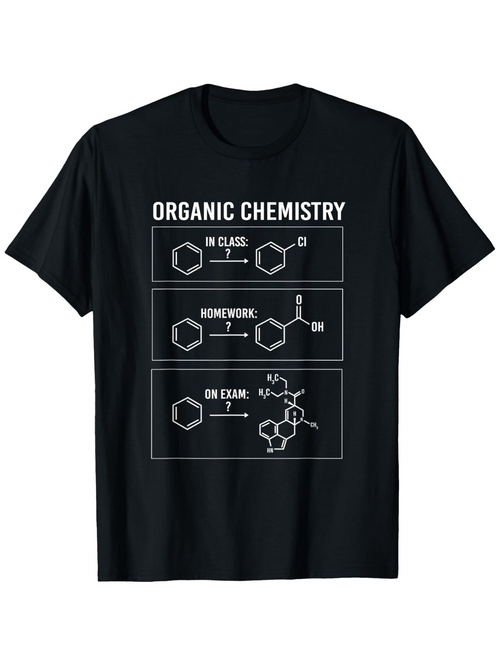 Men's Graphic T-Shirt Organic Chemistry Molecule Drawings With Scientific Flowchart And Classroom Symbols Shirt