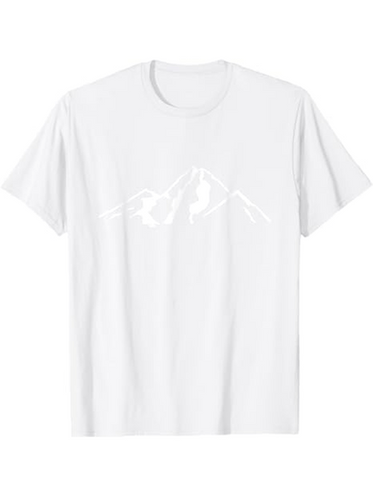 Men's Graphic T-Shirt Minimal Line Art Mountain And Climber On Crisp White Shirt
