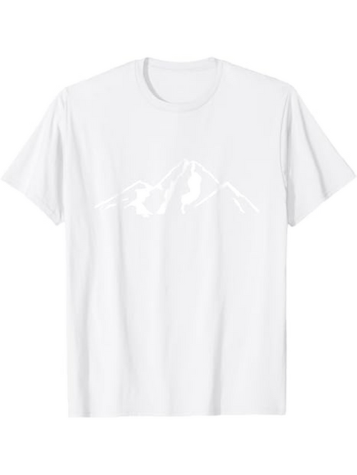 Men's Graphic T-Shirt Minimal Line Art Mountain And Climber On Crisp White Shirt