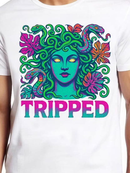 Men's Graphic T-Shirt Tripped Medusa Head With Snakes And Vibrant Flowers Human