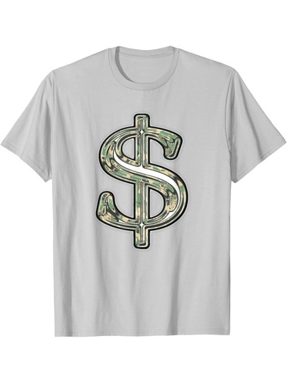 Men's Graphic T-Shirt Crisp Texture With Glossy Finish Symbolic Dollar Sign