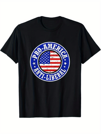 Men's Graphic T-Shirt Pro America Anti Liberal Bold Patriotic Flag Emblem Circle Print T Shirt