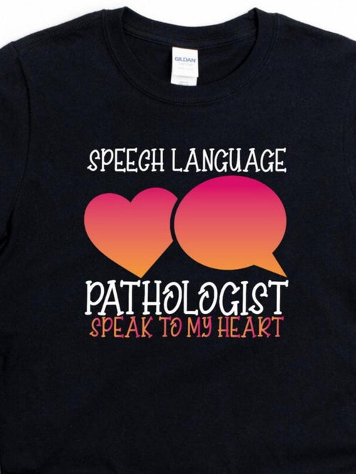 Men's Graphic T-Shirt Speech Language Pathologist With Pink Orange Heart And Speech Bubble