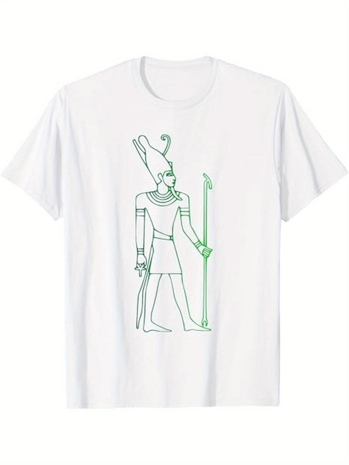 Men's Graphic T-Shirt Ancient Divine Pharaoh Holding Staff With Regal Crowns