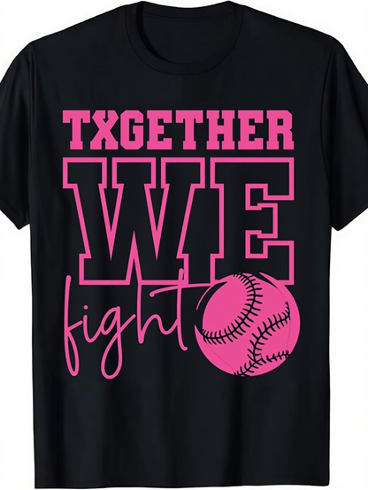 Men's Graphic T-Shirt Together We Fight With Pink Baseball Design Bold Letters