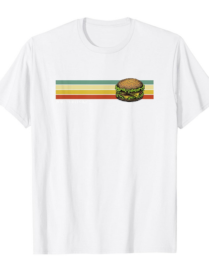 Men's Graphic T-Shirt Vintage Stripes With Classic Lettuce Tomato And Cheese Burger