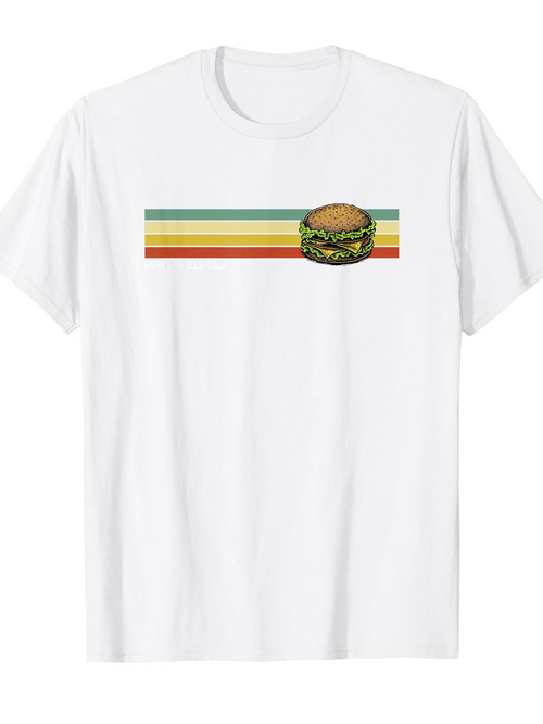 Men's Graphic T-Shirt Vintage Stripes With Classic Lettuce Tomato And Cheese Burger
