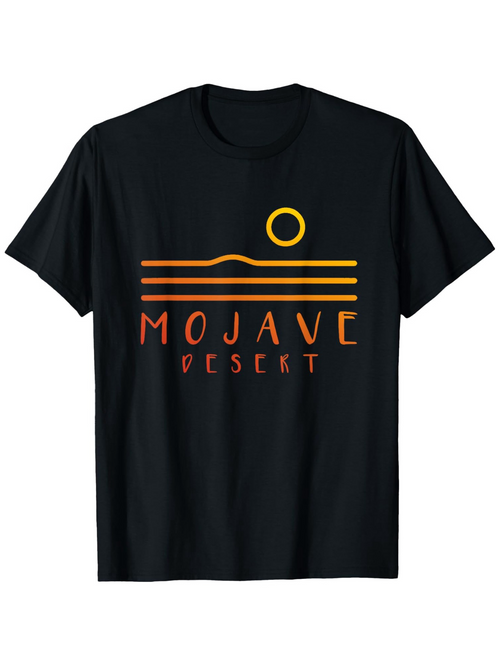 Men's Graphic T-Shirt Mojave Desert Vibrant Sunrise Horizon With Stylized Minimal Linework Desert