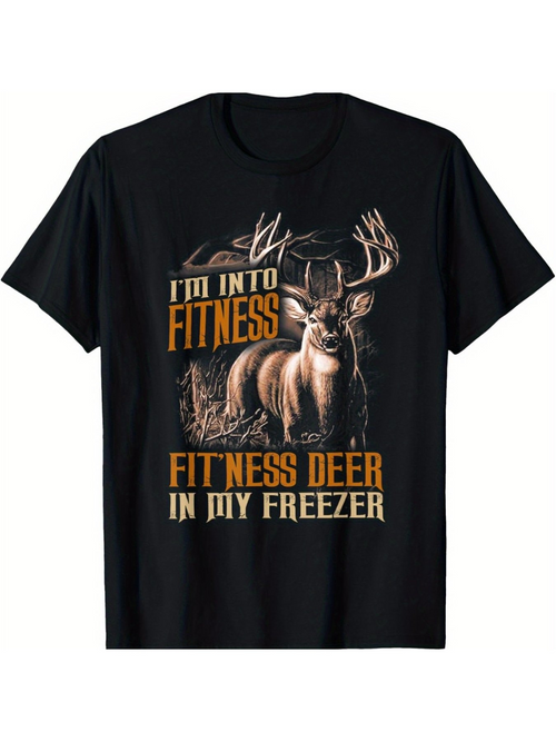 Men's Graphic T-Shirt Im Into Fitness Proud Buck Among Trees In Forest Deer