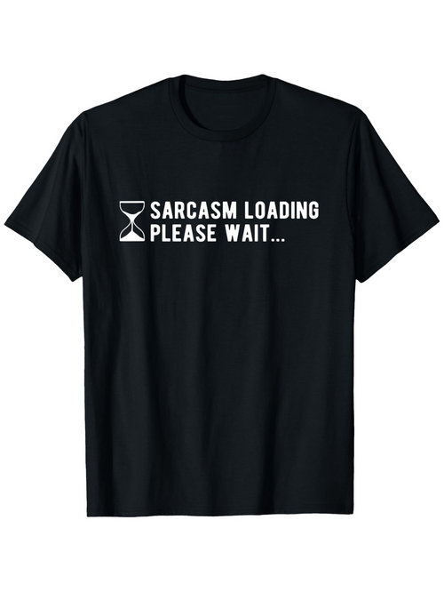 Men's Graphic T-Shirt Sarcasm Loading Please Wait Simple Hourglass Print Black T Shirt