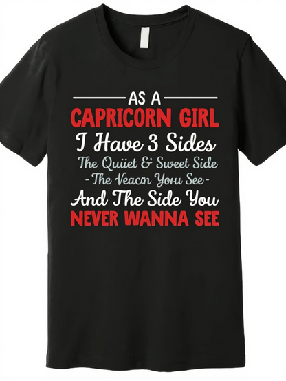 Men's Graphic T-Shirt As A Capricorn Girl With Three Sides And Bold Funny Statement