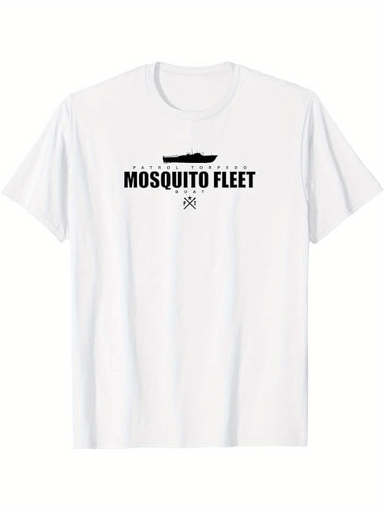 Men's Graphic T-Shirt Mosquito Fleet Bold Typography With Minimalist Warship Graphic T Shirt