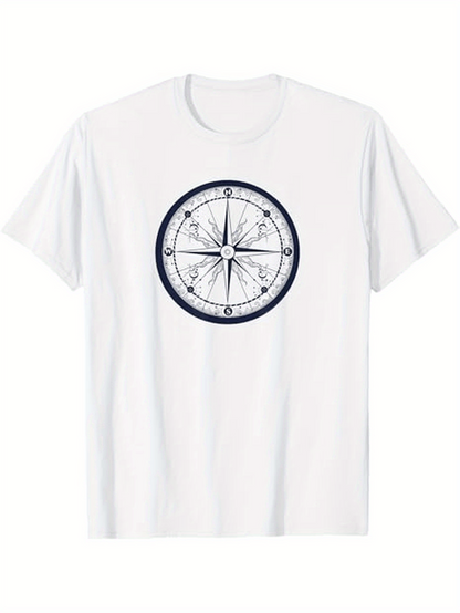 Men's Graphic T-Shirt Intricate Nautical Design With Navigational Lines And Compass Rose Central Compass