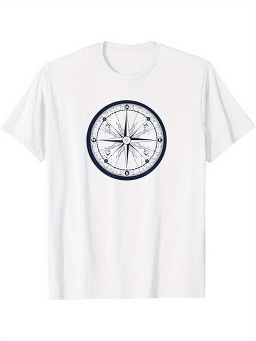 Men's Graphic T-Shirt Intricate Nautical Design With Navigational Lines And Compass Rose Central Compass