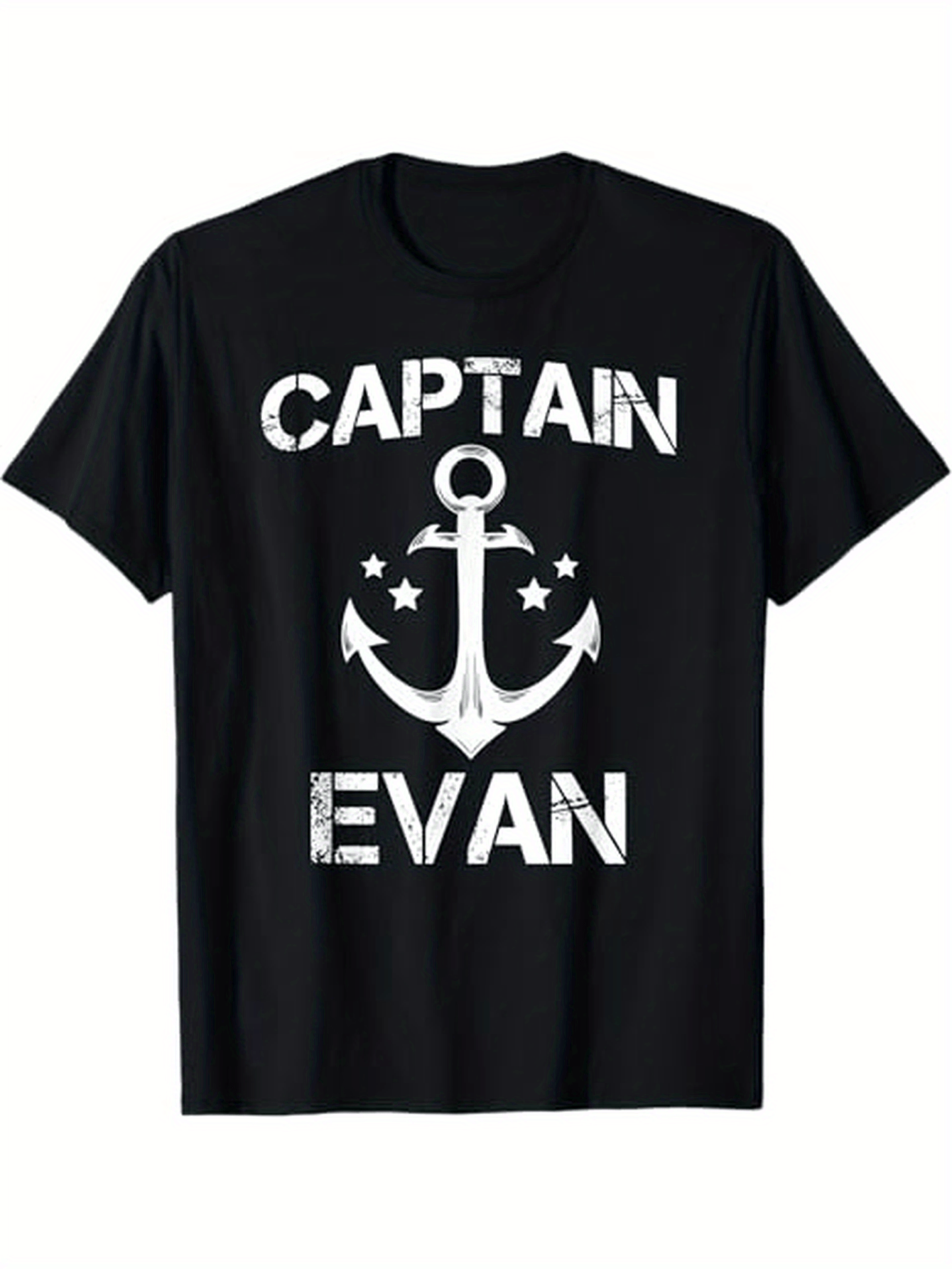 Men's Graphic T-Shirt Captain Evan Nautical Anchor Stars On Ocean Theme Tee