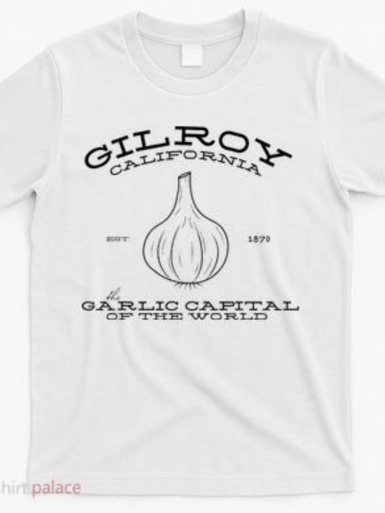 Men's Graphic T-Shirt Gilroy California Garlic Capital Sketch Underlined Garlic Bulb