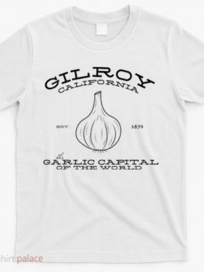 Men's Graphic T-Shirt Gilroy California Garlic Capital Sketch Underlined Garlic Bulb