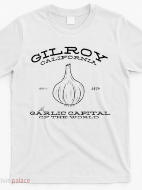 Men's Graphic T-Shirt Gilroy California Garlic Capital Sketch Underlined Garlic Bulb