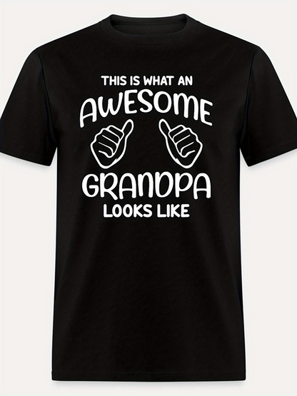 Men's Graphic T-Shirt This Is What An Awesome Grandpa Looks Like Bold Lettering With Two Playful Thumbs Up Sign Grandpa